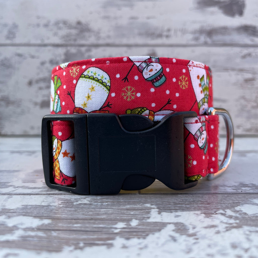 Red Snowmen - Dog Collar