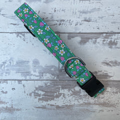 Liberty Strawberries & Cream - Green - Dog Collar