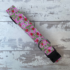 Liberty Strawberries & Cream - Pink - Dog Collar