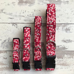 Dark Red Blossom - Dog Collar