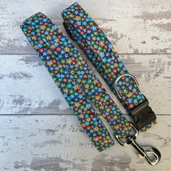 Liberty Floral Charm - Blue - Dog Collar