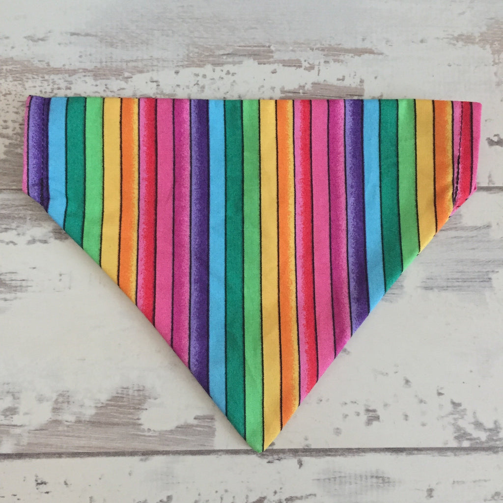 The Black Dog Company Handmade Dog Bandanas Rainbow Stripes Bandana