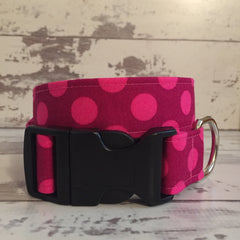 The Black Dog Company Handmade Dog Collars Fuchsia Spots - Dog Collar