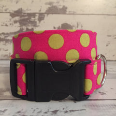 The Black Dog Company Handmade Dog Collars Raspberry Spots - Dog Collar