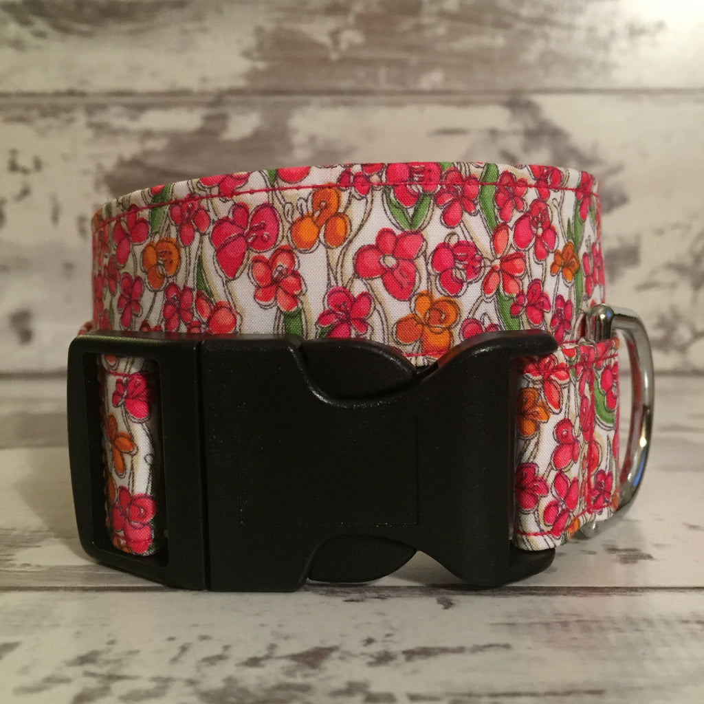 The Black Dog Company Handmade Dog Collars Spring Poppies - Dog Collar