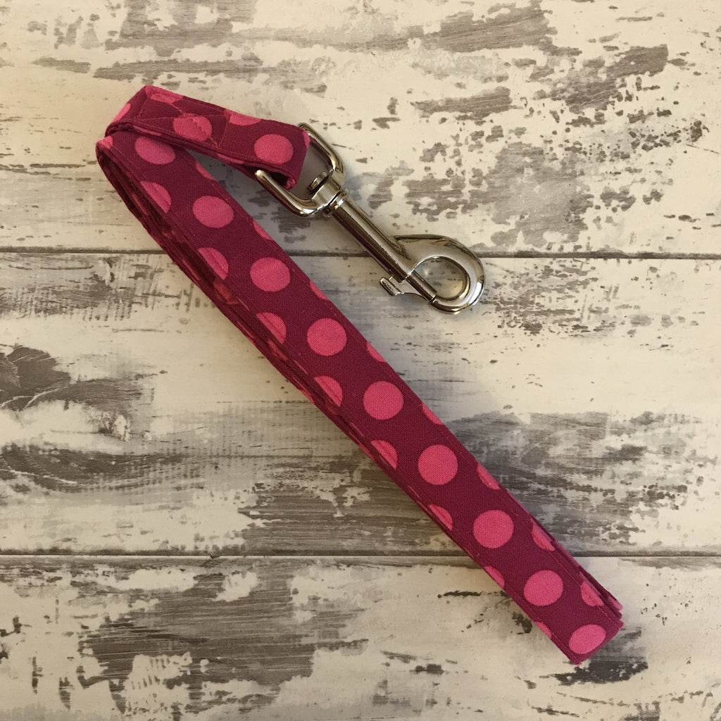 The Black Dog Company Handmade Dog Leads Small/Medium / Metal Fuchsia Spots - Dog Lead