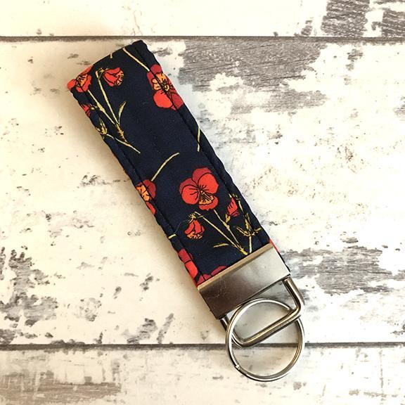 The Black Dog Company Key Ring Fob Liberty Poppies Key Ring Fob