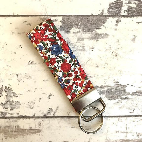 Liberty Red Floral Key Ring Fob The Black Dog Company