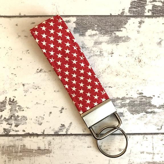 The Black Dog Company Key Ring Fob Little Red Stars Key Ring Fob