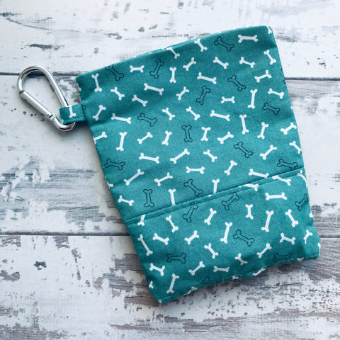 Teal Bones Treat & Poobag Holder