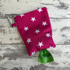 Hot Pink with White Stars Treat & Poobag Holder