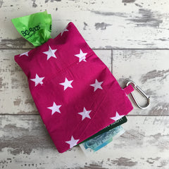 Hot Pink with White Stars Treat & Poobag Holder