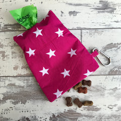 Hot Pink with White Stars Treat & Poobag Holder