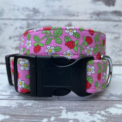 Liberty Strawberries & Cream - Pink - Dog Collar