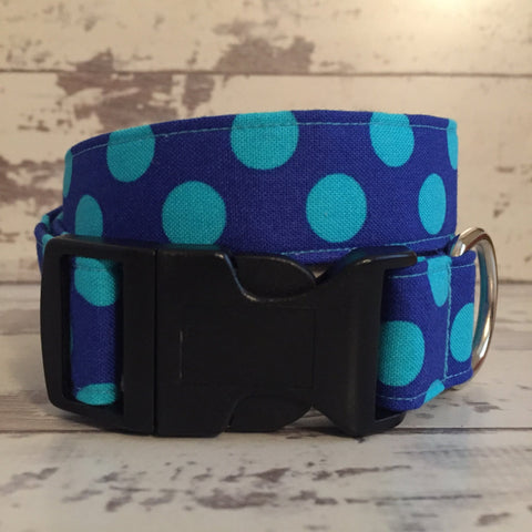 The Black Dog Company Handmade Dog Collars Cobalt Blue Spots - Dog Collar