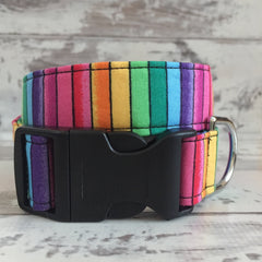The Black Dog Company Handmade Dog Collars Large / Plastic Rainbow Stripes - Dog Collar