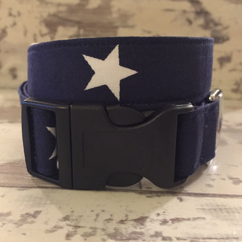The Black Dog Company Handmade Dog Collars Navy Blue with White Stars - Dog Collar