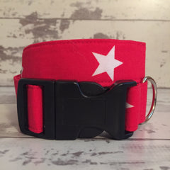The Black Dog Company Handmade Dog Collars Red with White Stars - Dog Collar