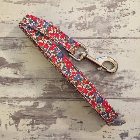 The Black Dog Company Handmade Dog Leads Liberty Red Floral - Dog Lead