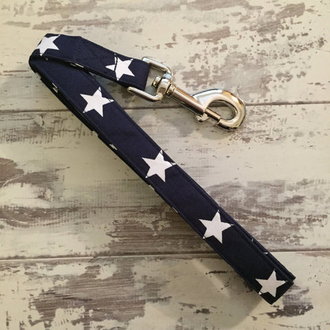 The Black Dog Company Handmade Dog Leads Navy with White Stars - Dog Lead