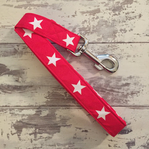 The Black Dog Company Handmade Dog Leads Red with White Stars - Dog Lead