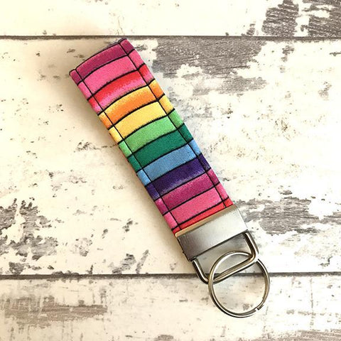 The Black Dog Company Key Ring Fob Rainbow Stripes Key Ring Fob