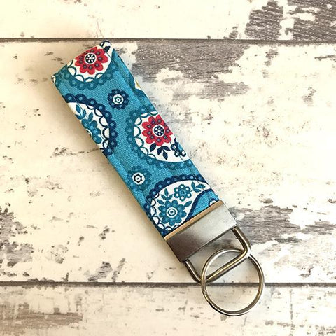 The Black Dog Company Key Ring Fob Turquoise Paisley Key Ring Fob